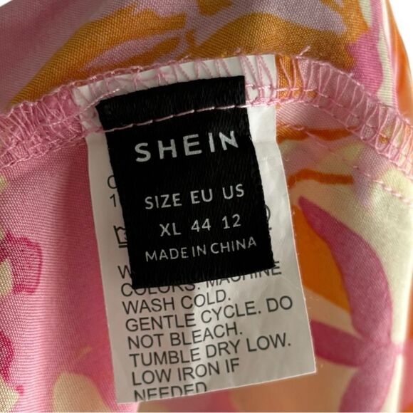 SHEIN Floral Print Butterfly Sleeve Cut Out Twist Side Dress Size XL 4 0401 - Picture 9 of 14